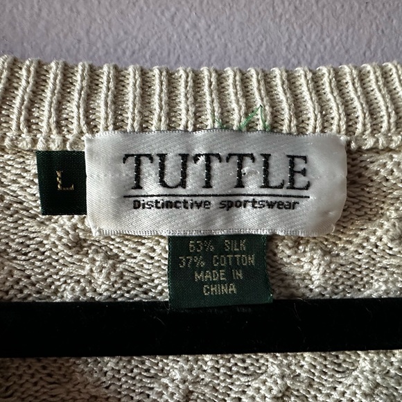 Tuttle Silk Blend Cable Knit V-Neck Sweater Size L - Picture 5 of 8